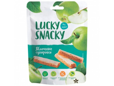 Пастилки Lucky Snacky Яблочные сухарики пак 25г