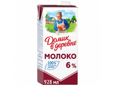 Молоко Домик в деревне ультрапастеризованное 6% 950г