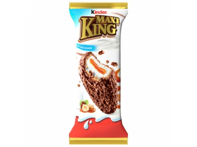 Пирожное Kinder Maxi King покрытое молочным шоколадом и дроблеными лесными орехами с молочно-карамельной начинкой, 35г