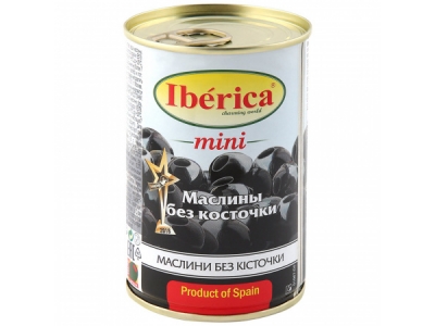 Маслины Iberica mini черные без косточки 300г