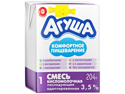 Смесь Агуша-1 кисломолочная для детей с 0 месяцев 3,5% 0,204л