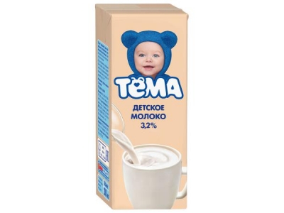 Молоко Тема питьевое ультрапастеризованное для детей с 12месяцев, 3,2% 200г