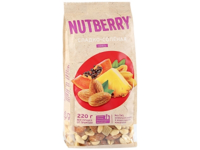 Смесь Nutberry сладко-соленая из орехов и цукатов, 220г
