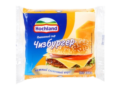 Сыр Hochland плавленый Чизбургер 45% ломтиками, 150г (8шт)