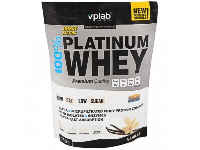Протеин Vplab 100% Platinum Whey ваниль 0,75кг