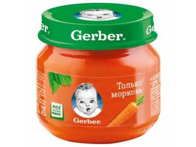 Пюре Gerber овощное Только морковь для детей с 4 месяцев, 80г