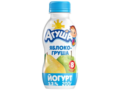 Йогурт Агуша Яблоко-груша 2,7% с 8-ми месяцев, 200г