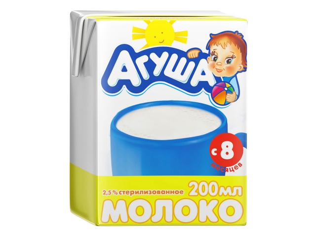 Молоко Агуша источник кальция с 8 месяцев 2,5% 0,2л