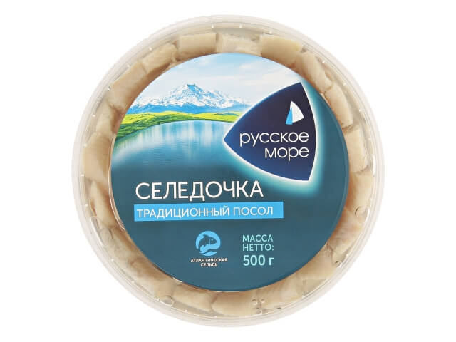 Сельдь Русское море филе-кусочки слабосоленые в масле 0,5кг