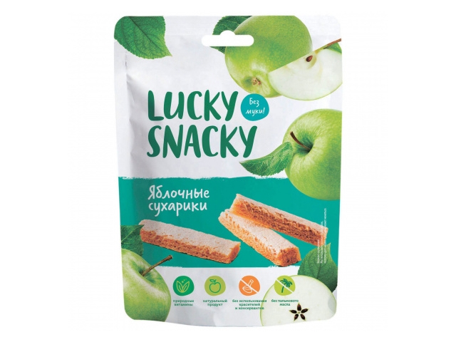 Пастилки Lucky Snacky Яблочные сухарики пак 25г