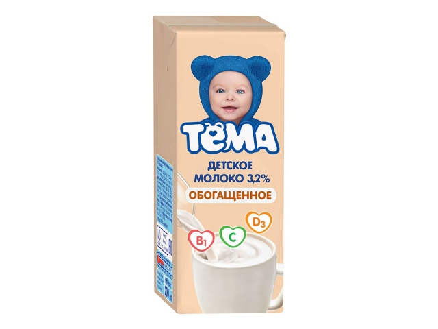 Молоко Тёма детское ультрапастеризованное обогащенное витаминами для детей с 12месяцев 3,2% 0,2л