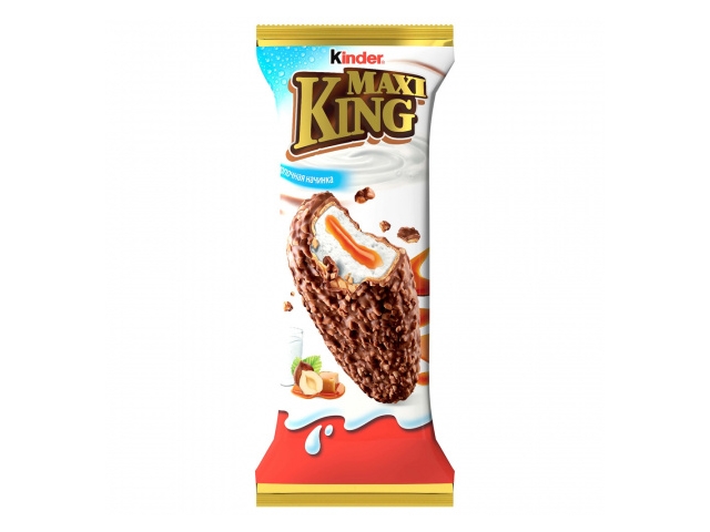 Пирожное Kinder Maxi King покрытое молочным шоколадом и дроблеными лесными орехами с молочно-карамельной начинкой, 35г