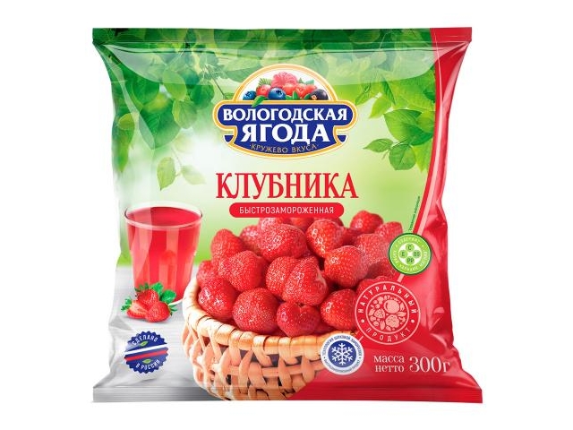 Клубника Вологодская ягода (Кружево вкуса) быстрозамороженная 300г
