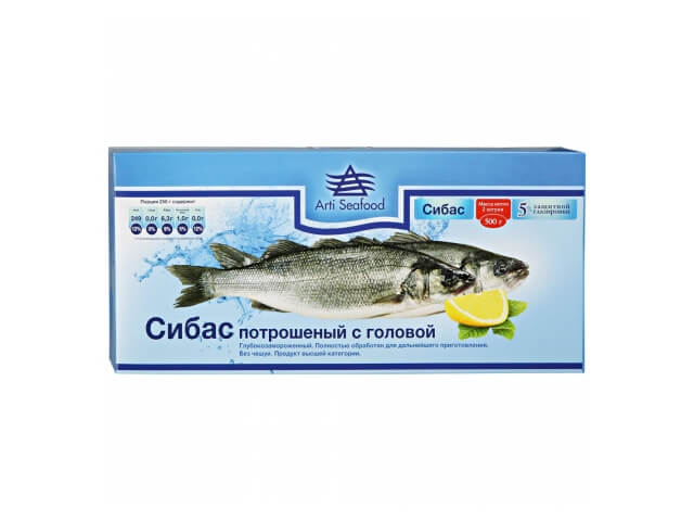 Сибас Arti Seafood потрошеный с головой замороженный, 500г