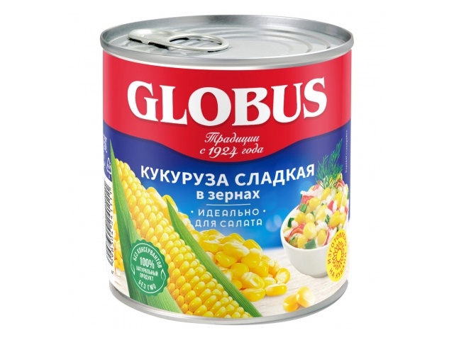 Кукуруза Globus сладкая в зернах 340г