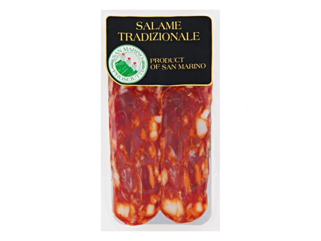 Колбаса San Marino салями Пиканте сыровяленая, нарезка 70г