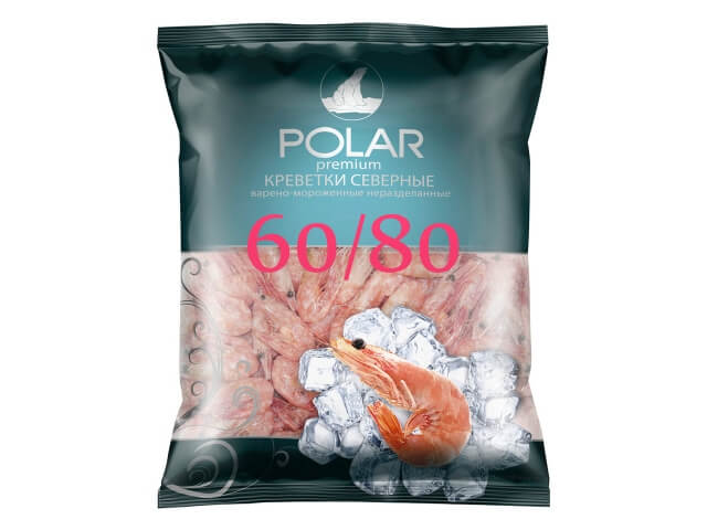 Креветки Polar Premium 60/80 варено-мороженые 800г