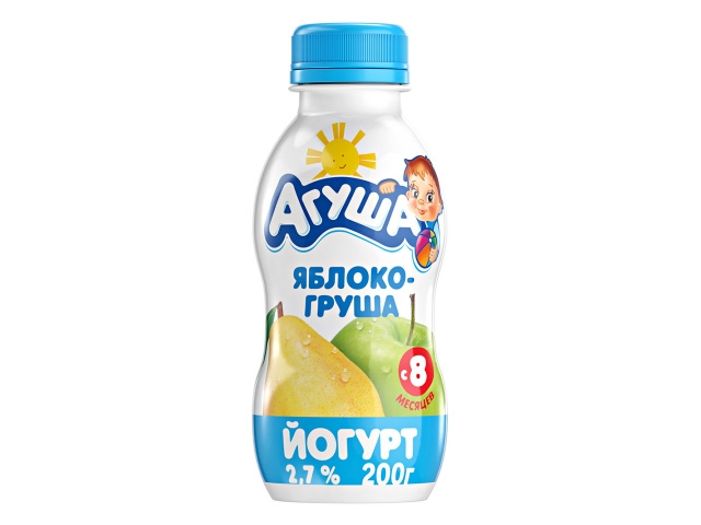 Йогурт Агуша Яблоко-груша 2,7% с 8-ми месяцев, 200г