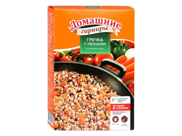 Каша Домашние гарниры гречка с овощами в томатном соусе, 2*150г