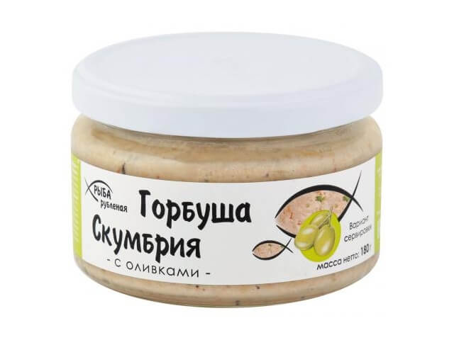 Горбуша-скумбрия Европром рубленая с оливками 0,18кг