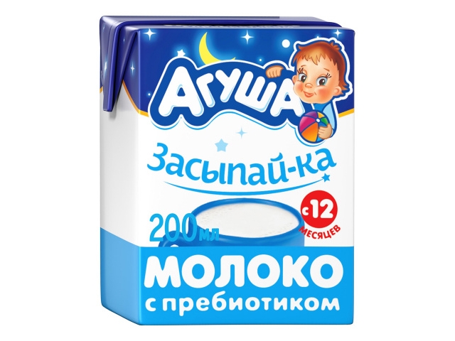 Молоко Агуша Засыпайка стерилизованное детское с пребиотиком для детей с 12 месяцев 2,5% 0,2л
