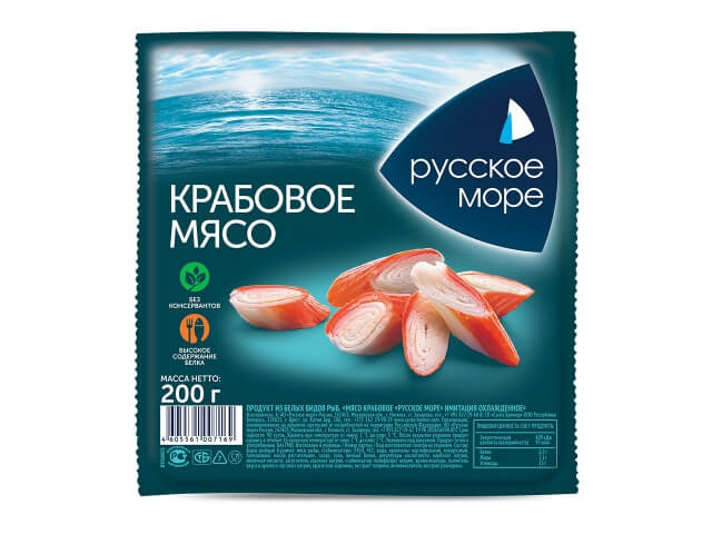 Крабовое мясо Русское море охлажденное, 200г