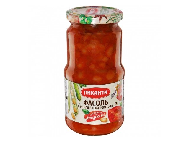 Фасоль Пиканта печеная в томатном соусе 530г
