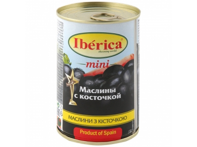 Маслины Iberica черные с косточкой 300г