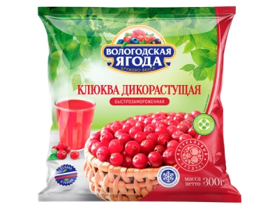 Клюква Кружево вкуса Вологодская ягода быстрозамороженная, 300г
